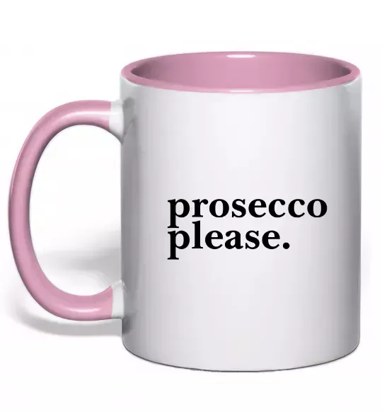 Чашка с цветной ручкой Prosecco please Нежно розовый фото