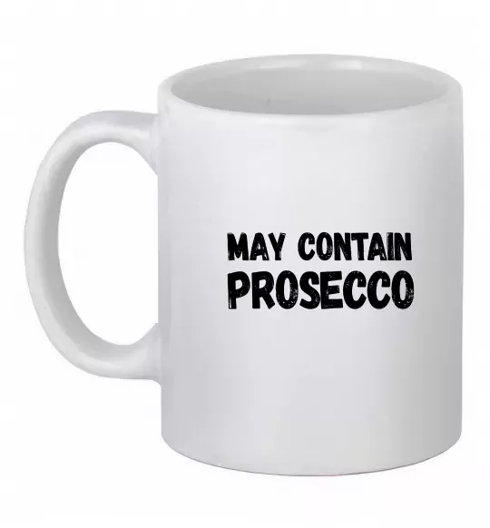 Чашка керамічна May contain prosecco Білий фото