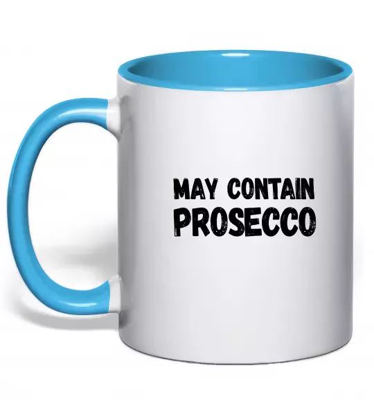 Чашка с цветной ручкой May contain prosecco Голубой фото