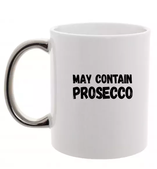 Чашка с цветной ручкой May contain prosecco Серебро фото