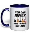 Чашка з кольоровою ручкою You can never have too much guitars Глибокий темно-синій фото