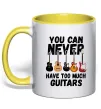 Чашка с цветной ручкой You can never have too much guitars Лимонный фото