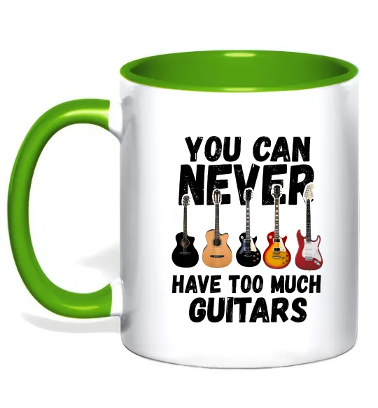 Чашка с цветной ручкой You can never have too much guitars Лаймовый фото
