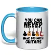 Чашка з кольоровою ручкою You can never have too much guitars Блакитний фото