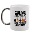 Чашка з кольоровою ручкою You can never have too much guitars Срібло фото
