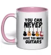 Чашка з кольоровою ручкою You can never have too much guitars Ніжно рожевий фото