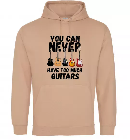 Чоловіча толстовка (худі) You can never have too much guitars Пісочний фото