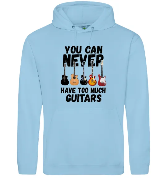 Мужская толстовка (худи) You can never have too much guitars Голубой фото