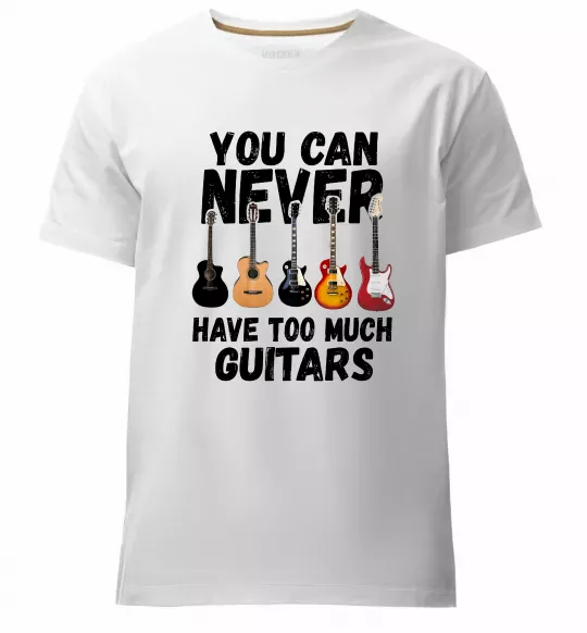 Мужская премиум футболка You can never have too much guitars Белый фото