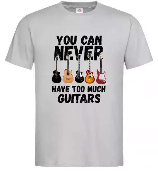 Чоловіча футболка You can never have too much guitars Сірий фото
