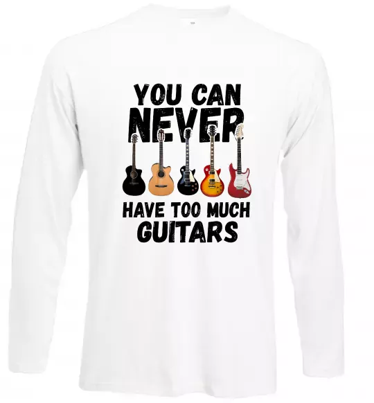 Лонгслів You can never have too much guitars Білий фото