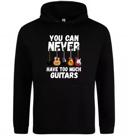 Чоловіча толстовка (худі) You can never have too much guitars Чорний фото