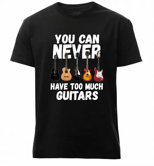 Мужская премиум футболка You can never have too much guitars Черный фото