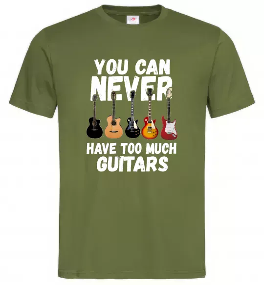 Чоловіча футболка You can never have too much guitars Оливковий фото