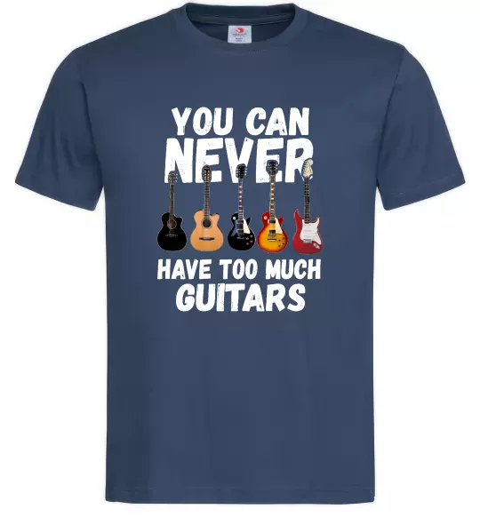 Чоловіча футболка You can never have too much guitars Темно-синій фото