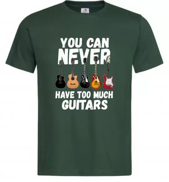 Чоловіча футболка You can never have too much guitars Темно-зелений фото