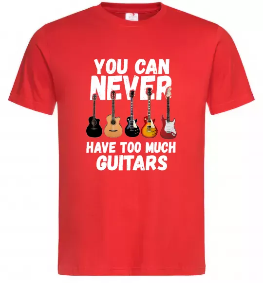 Чоловіча футболка You can never have too much guitars Червоний фото