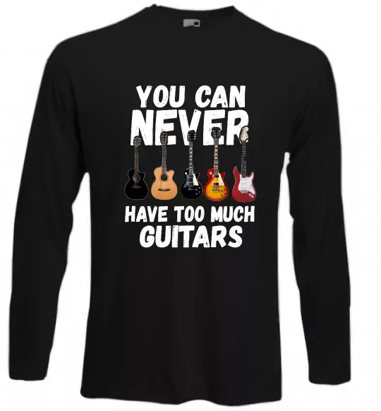 Лонгслів You can never have too much guitars Чорний фото