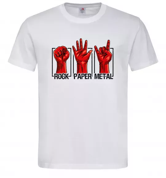 Мужская футболка Rock Paper Metal Белый фото