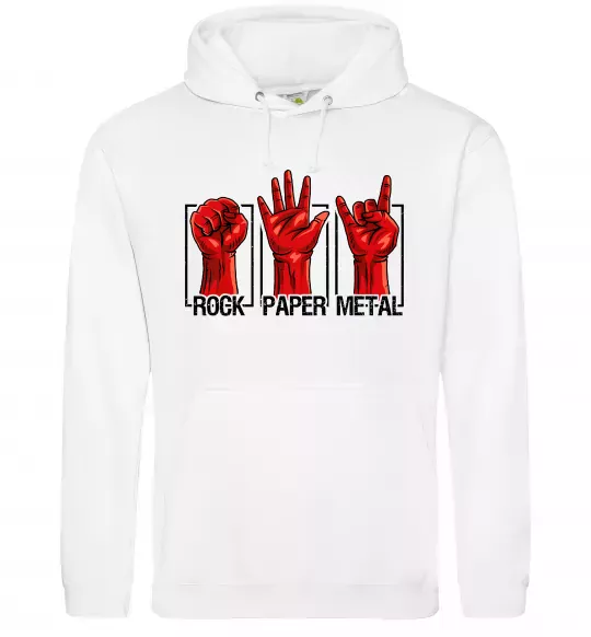 Мужская толстовка (худи) Rock Paper Metal Белый фото