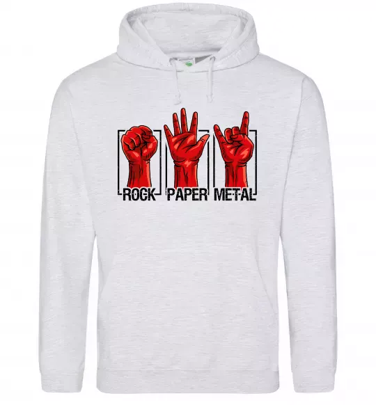 Женская толстовка (худи) Rock Paper Metal Серый меланж фото