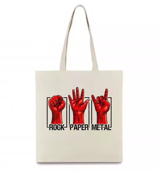 Еко-сумка Rock Paper Metal Бежевий фото