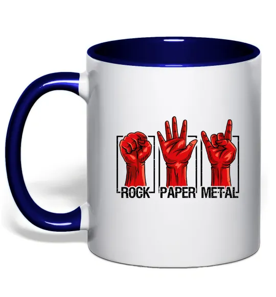 Чашка з кольоровою ручкою Rock Paper Metal Глибокий темно-синій фото