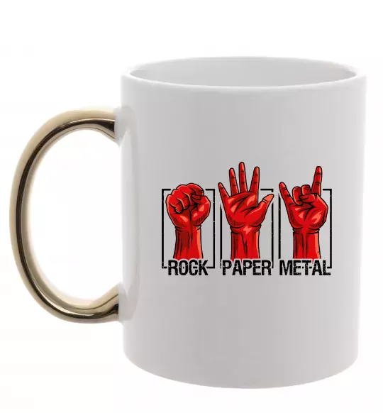 Чашка з кольоровою ручкою Rock Paper Metal Золото фото