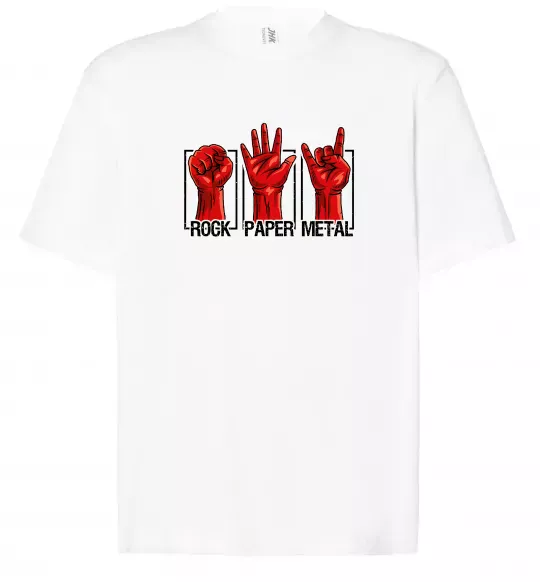 Футболка Оверсайз Rock Paper Metal Білий фото
