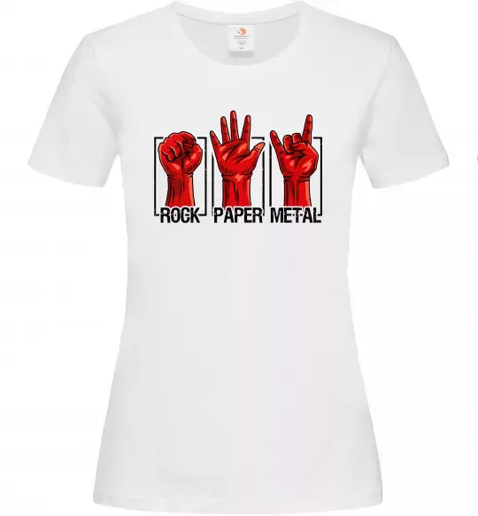 Жіноча футболка Rock Paper Metal Білий фото