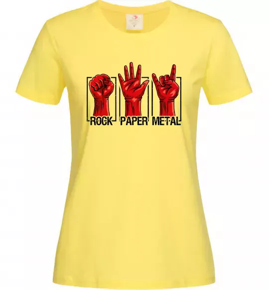 Жіноча футболка Rock Paper Metal Лимонний фото