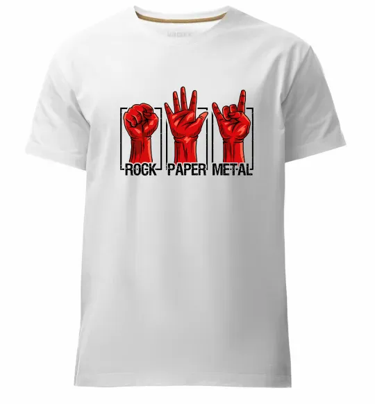 Мужская премиум футболка Rock Paper Metal Белый фото