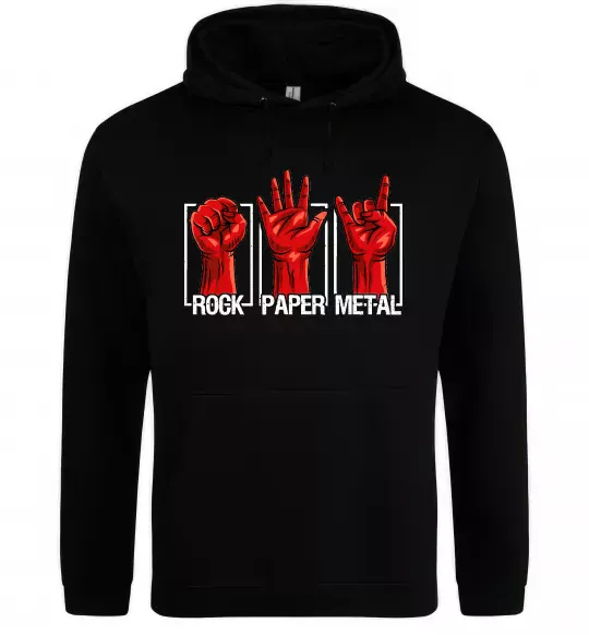 Мужская толстовка (худи) Rock Paper Metal Черный фото