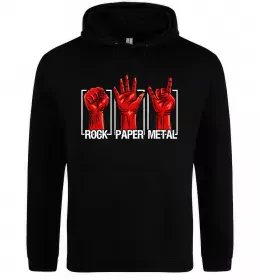 Женская толстовка (худи) Rock Paper Metal Черный фото