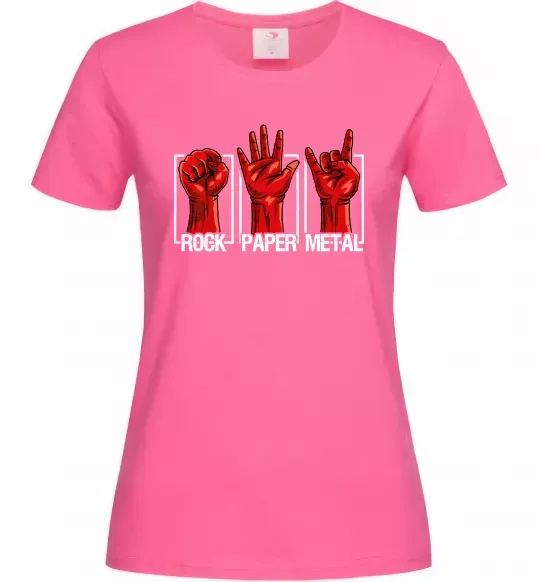 Жіноча футболка Rock Paper Metal Яскраво-рожевий фото