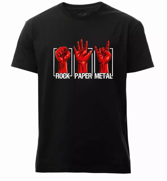 Мужская премиум футболка Rock Paper Metal Черный фото