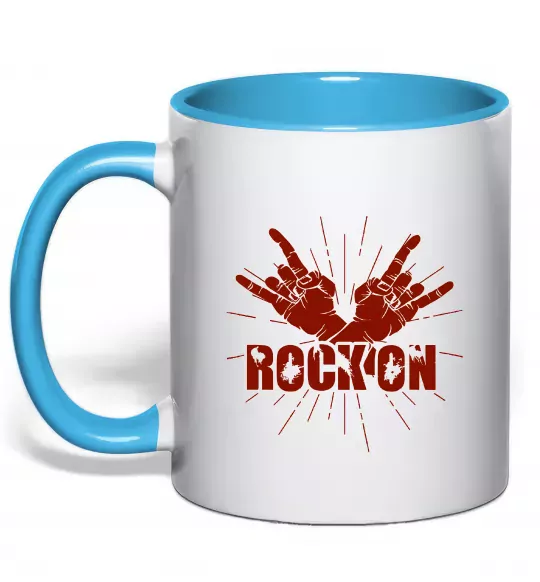 Чашка с цветной ручкой Rock on Голубой фото