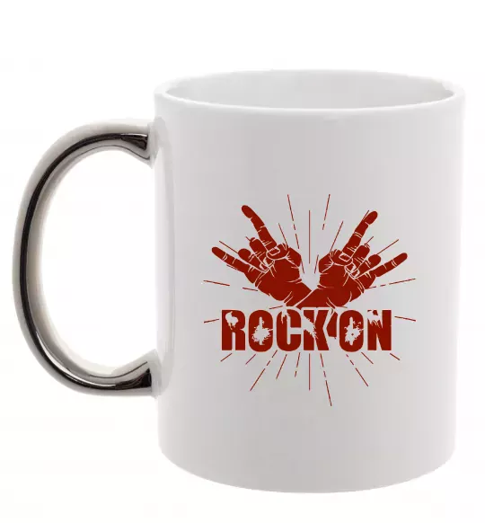 Чашка с цветной ручкой Rock on Серебро фото