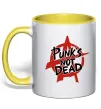 Чашка з кольоровою ручкою Punks not dead Сонячно жовтий фото