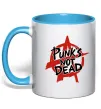 Чашка з кольоровою ручкою Punks not dead Блакитний фото