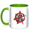 Чашка з кольоровою ручкою Punks not dead Зелений фото