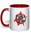 Чашка з кольоровою ручкою Punks not dead Червоний фото