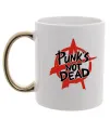 Чашка з кольоровою ручкою Punks not dead Золото фото
