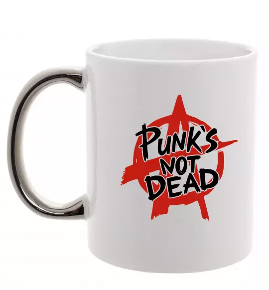 Чашка з кольоровою ручкою Punks not dead Срібло фото