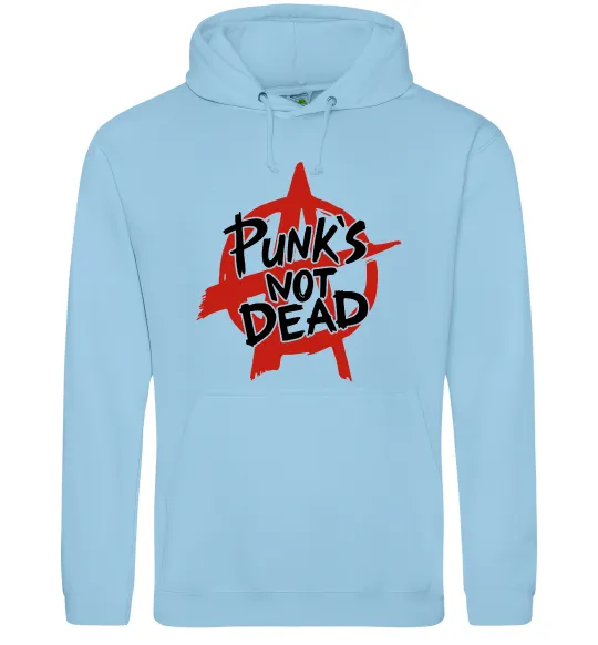 Мужская толстовка (худи) Punks not dead Голубой фото