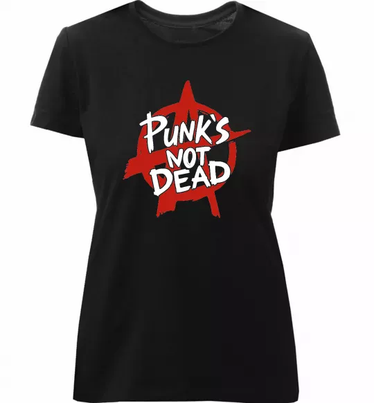 Жіноча преміум футболка Punks not dead Чорний фото