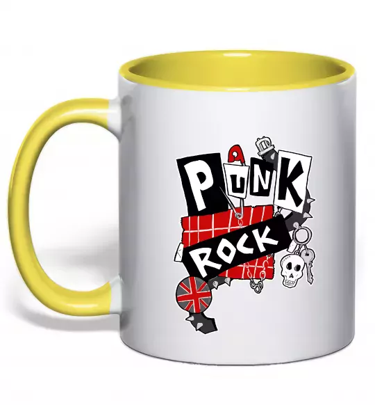 Чашка с цветной ручкой Punk rock Солнечно желтый фото