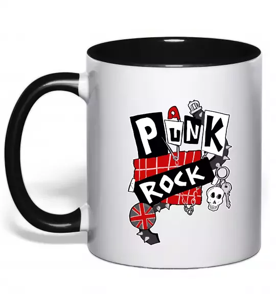 Чашка с цветной ручкой Punk rock Черный фото