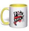 Чашка з кольоровою ручкою Punk rock Лимонний фото