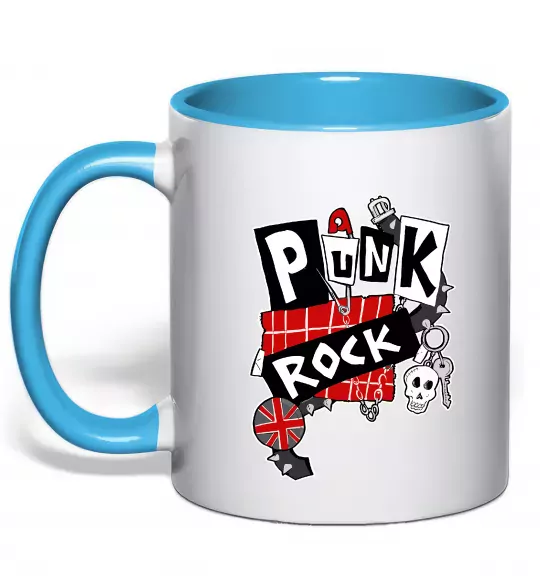 Чашка с цветной ручкой Punk rock Голубой фото